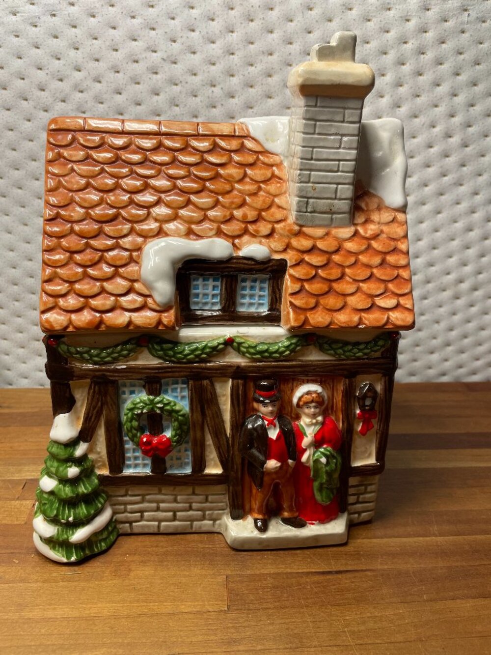 Vintage Christmas Cottage Cookie Jar